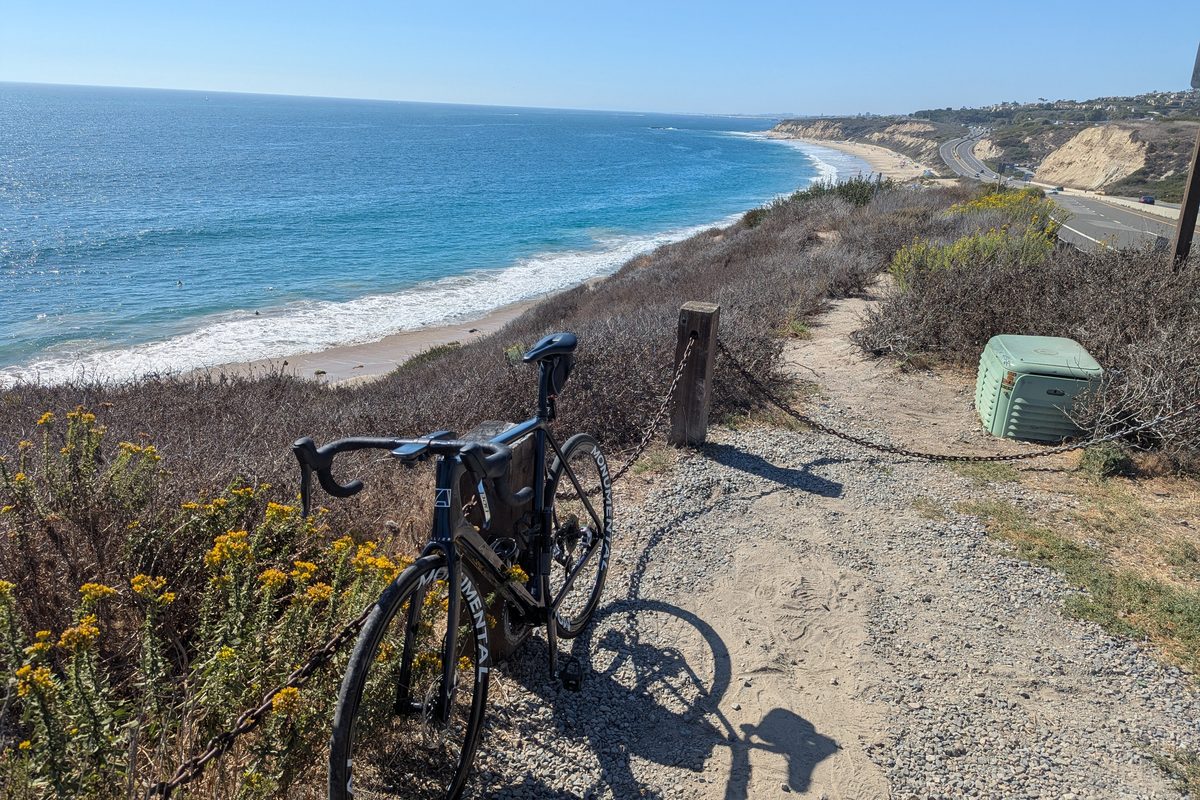 Bike on a gravel coastal trail